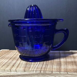 Cobalt Blue Glass Juicer & measuring cup